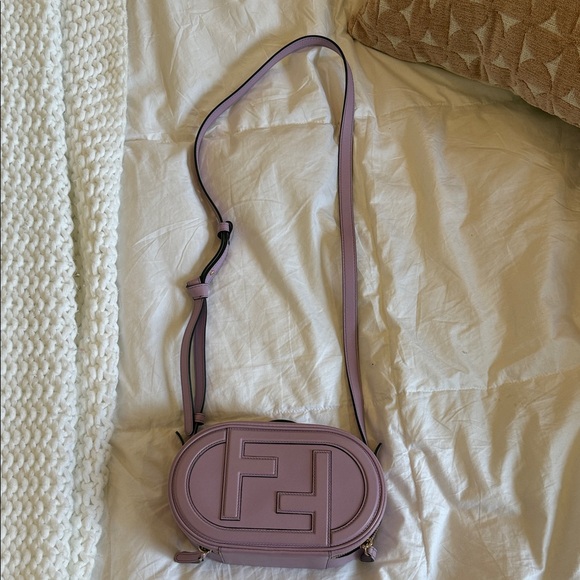 Fendi Handbags - Fendi Lilac Leather FF Logo Crossbody Bag